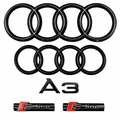 Audi A3 Full Gloss Black Badge Kit – Rings, S Line & A3 Emblems